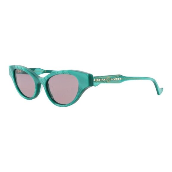 Gucci Womens Cat Eye Green Green Violet Fashion Designer Eyewear - Picture 1 of 4